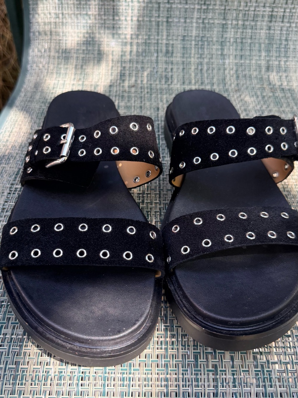 Madewell Black Double-Grommet Slide Sandals